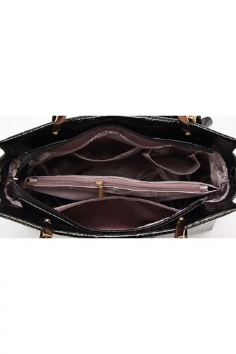 Bonluo Geantă De Mână/Umăr Neagră Cu Model Accesorizat Cu Un Trandafir Dimensiune 26*30*11cm 