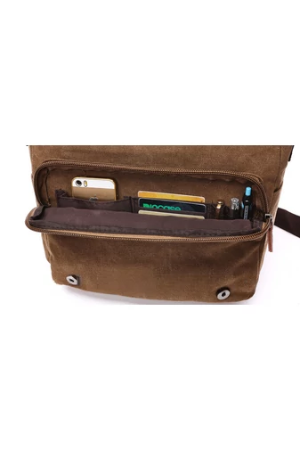 Bonluo Geantă Maro Crossbody De Bărbați Dimenisune Mare Din Pânză Foarte Rezistentă (40x35x13cm)
