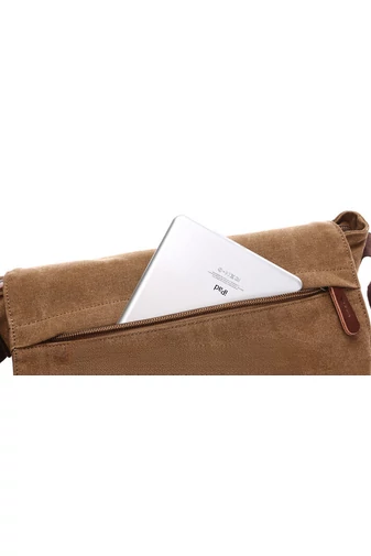 Bonluo Geantă Maro Crossbody De Bărbați Dimenisune Mare Din Pânză Foarte Rezistentă (40x35x13cm)