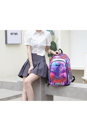Bonluo Ghiozdan Roz Model Colorat Și Steluțe Impermeabil Rezistent La Uzură Dimensiune (38*32*23cm)