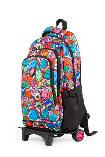 Aoking Rucsac Cu Fețe Zâmbitoare Cu Roți Dimensiuni 47*32*21cm