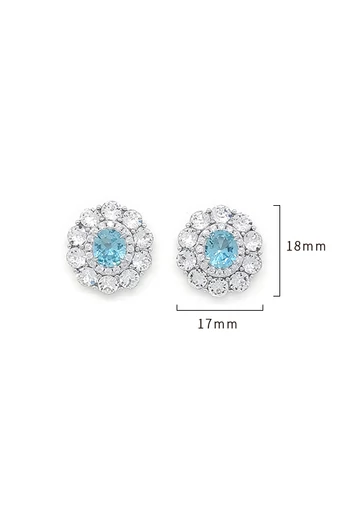 Cercei Damă Din Argint 925 Accesorizat Cu Cristale Swarovski Și Safir