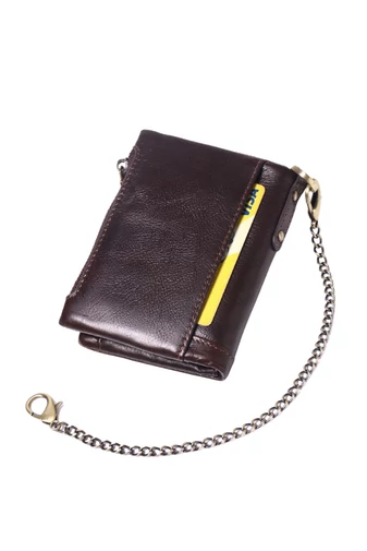 Portofel Bărbătesc Bonluo Maro Închis Din Piele Naturală Design Elegant Și Practic Cu Protecție RFID Dimensiunea 11*9*3cm