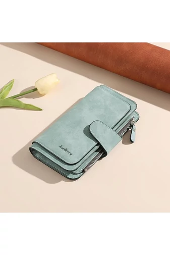 Portofel Elegant Damă Bonluo Albastru Multifuncțional Din Imitație De Piele De Dimensiunea 19*11*2.5cm