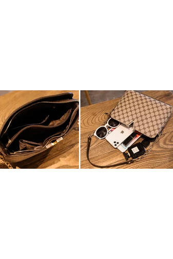 Geantă Crossbody Bonluo Maro Cu Model Din Imitație De Piele Dimensiunea 19*26*9cm  