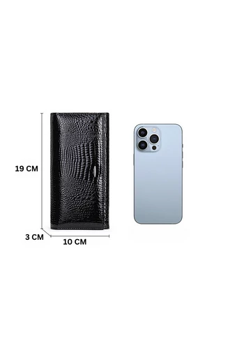 Portofel Damă Roșu Bonluo Din Piele Lăcuită Plăcut La Atingere Dimensiune (19*10*3cm)