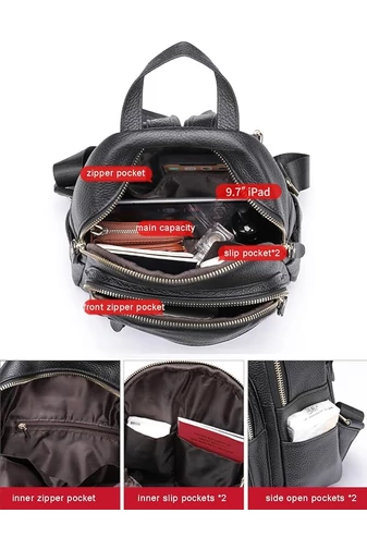 Rucsac Damă Mini Alb Bonluo Din Piele Naturală 27*22*11cm
