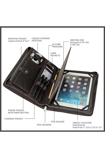 Mapă 2în1 Husă Ipad Maro Bonluo Din Piele Naturală Dimensiune (30*23*3cm)