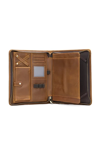 Mapă 2în1 Husă Ipad Maro Bonluo Din Piele Naturală Dimensiune (30*23*3cm)