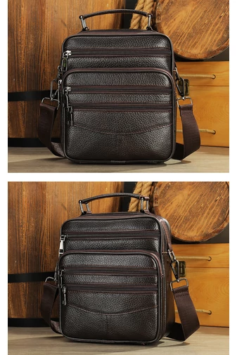 Geantă Crossbody De Bărbați Cafenie Bonluo Din Piele Naturală Calitate Premium Dimensiune (23*20*6cm)