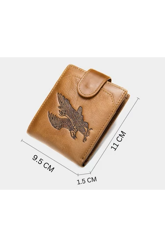 Portofel Bărbați Maro Bonluo Model Vulture Material Piele Naturală Dimensiune (9,5*11*1,5cm)