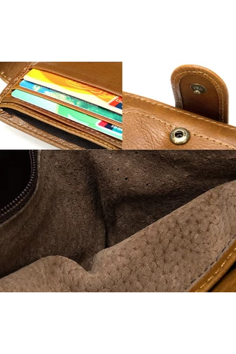 Portofel Bărbați Maro Bonluo Model Vulture Material Piele Naturală Dimensiune (9,5*11*1,5cm)