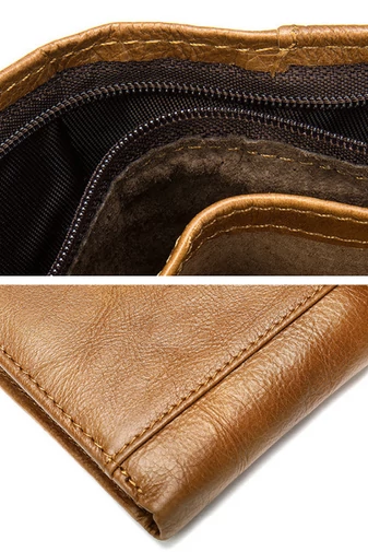 Portofel Bărbați Maro Bonluo Model Vulture Material Piele Naturală Dimensiune (9,5*11*1,5cm)
