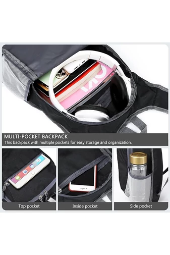 Rucsac Drumeții Bonluo Negru Extrem De Ușor Din Material Impermeabil Pliabil De Dimensiunea 42*27*13 cm
