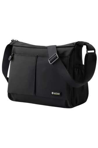 Geantă Neagră Crossbody De Bărbați Bonluo Din Material Impermeabil Dimensiune (25*33*13cm)
