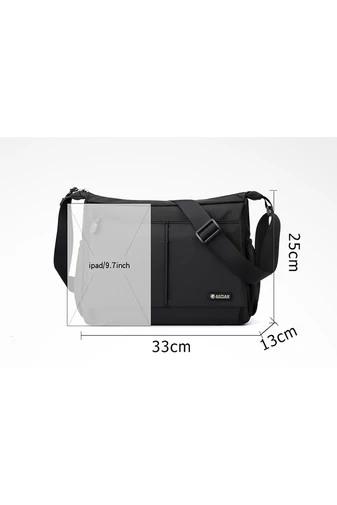 Geantă Neagră Crossbody De Bărbați Bonluo Din Material Impermeabil Dimensiune (25*33*13cm)