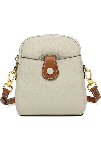 Geantă Crossbody Mini Bonluo Albă Din Piele Naturală Dimensiune (20*14*8cm)