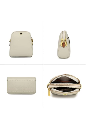 Geantă Crossbody Mini Bonluo Albă Din Piele Naturală Dimensiune (20*14*8cm)