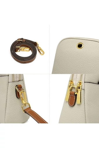 Geantă Crossbody Mini Bonluo Albă Din Piele Naturală Dimensiune (20*14*8cm)