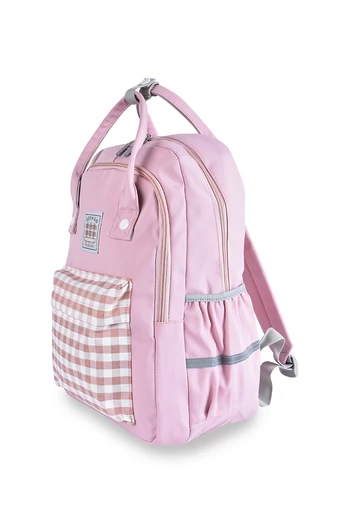 Bonluo Rucsac Damă Roz Deschis Model Carouri Dimensiuni Wizzair (40*30*20cm)