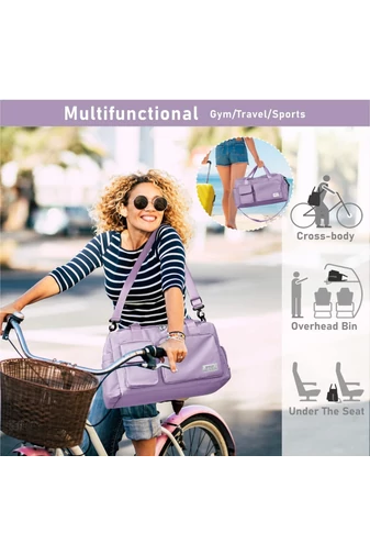 Bonluo Geantă De Voiaj/Fitness Violet Cu Spațiu Pentru Încălțăminte Dimensiune Gratuita Wizzair(40x30x20) Calitate Premium