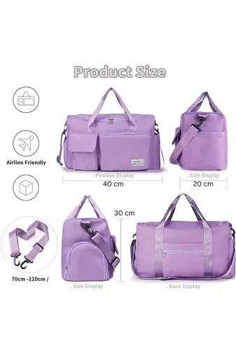 Bonluo Geantă De Voiaj/Fitness Violet Cu Spațiu Pentru Încălțăminte Dimensiune Gratuita Wizzair(40x30x20) Calitate Premium