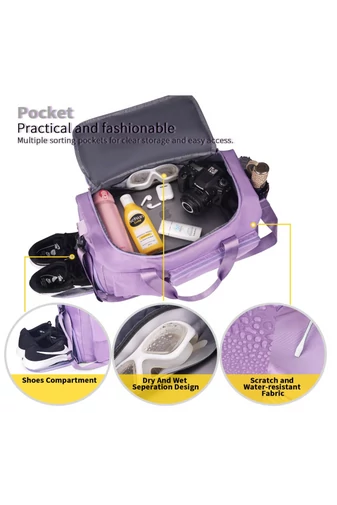 Bonluo Geantă De Voiaj/Fitness Violet Cu Spațiu Pentru Încălțăminte Dimensiune Gratuita Wizzair(40x30x20) Calitate Premium