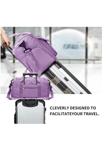 Bonluo Geantă De Voiaj/Fitness Violet Cu Spațiu Pentru Încălțăminte Dimensiune Gratuita Wizzair(40x30x20) Calitate Premium