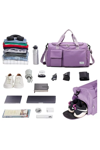 Bonluo Geantă De Voiaj/Fitness Violet Cu Spațiu Pentru Încălțăminte Dimensiune Gratuita Wizzair(40x30x20) Calitate Premium