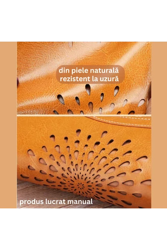 Bonluo Portofel Damă Vișiniu Din Piele Naturală Model Flori Decupate Dimensiune (22x12x4 cm)