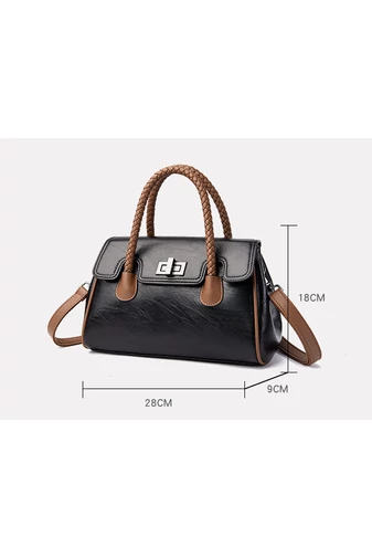 Geantă De Mână Bonluo Neagră Din Piele Ecologică De Dimensiunea 18*28*9cm