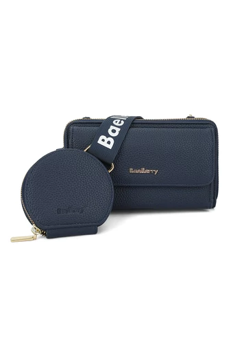 Geantă Crossbody 2în1 Portofel Bonluo Albastru Închis Din Imitație De Piele Cu Un Design Compact Și Un Mini Portofel Atașat De Dimensiunea 11*19*7cm 