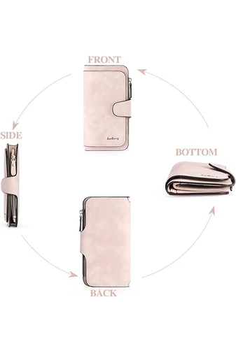 Portofel Elegant Damă Bonluo Roz Multifuncțional Din Imitație De Piele De Dimensiunea 19*11*2.5cm