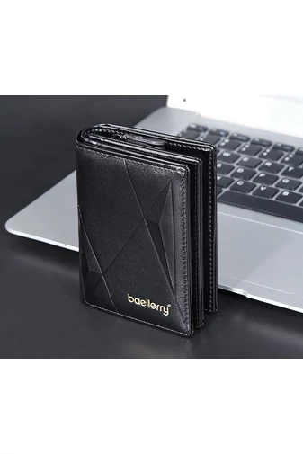 Portofel Bărbatesc Negru Din Imitație De Piele Dimensiune 12*9,5*3,5cm