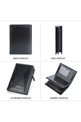 Portofel Bărbatesc Negru Din Imitație De Piele Dimensiune 12*9,5*3,5cm