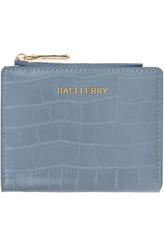 Portofel Bărbați Bifold Mic Albastru Deschis Din Imitație De Piele Lăcuită Cu Model Piele De Crocodil De Dimensiunea 9.5*11.5*3cm