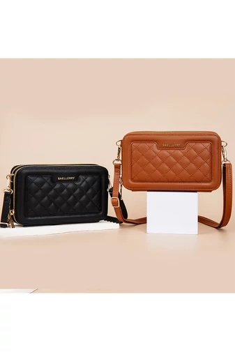 Geantă Portofel Multifuncțional Negru Imitatie De Piele Impermeabilă Cu Două compartimente Design Elegant 12*20*5cm