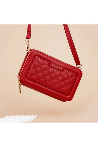 Geantă Portofel Multifuncțional Roșu Imitatie De Piele Impermeabilă Cu Două compartimente Design Elegant 12*20*5cm