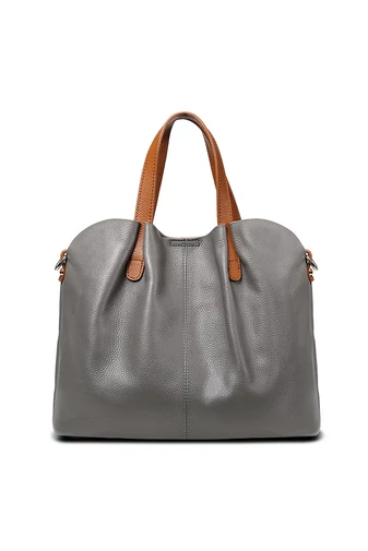 Geantă Din Piele Naturală Gri Cu Design Modern Model Tip Mamă Și Copil (25*33*13cm)