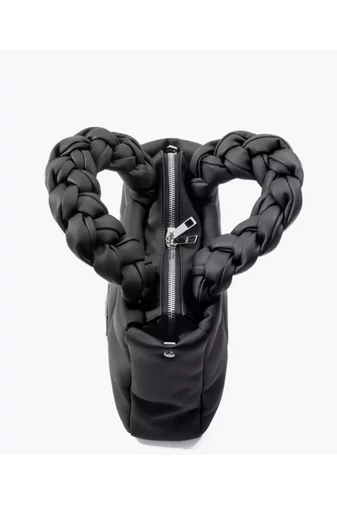 Geantă Elegantă De Mână Și De Umăr Neagră Bonluo Versatilă Cu Mânere Împletite Material Impermeabil (17,5*22*7cm)