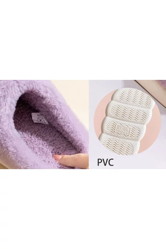 Papuci De Casă Pufoși Kuromi Din Catifea Ultra-Moale Cu Talpă Antiderapantă Din PVC Confort Și Stil Pentru Zile Relaxante (34-35)