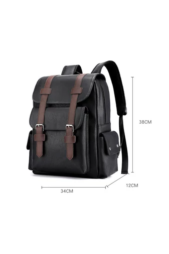 Rucsac Barbați Maro Din Imitație Piele Cu Spațiu Pentru Laptop De 15 inch Capacitate 20-35L Dimensiune (38*34*12cm)