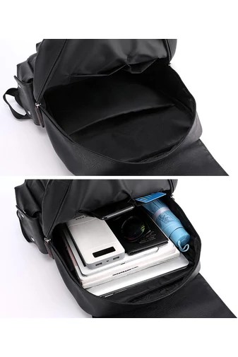 Rucsac Barbați Maro Din Imitație Piele Cu Spațiu Pentru Laptop De 15 inch Capacitate 20-35L Dimensiune (38*34*12cm)