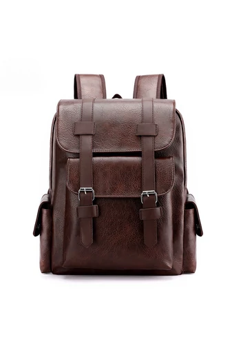 Rucsac Barbați Cafeniu Din Imitație Piele Cu Spațiu Pentru Laptop De 15,6 inch Capacitate 20-35L Dimensiune (38*34*12cm)