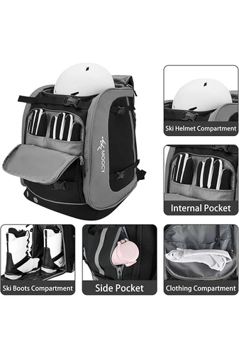 Rucsac Negru Cu Gri Bonluo Pentru Schi Din Material Oxford Multifuncțional 65L Capacitate Spațiu Dimensiune (50*33cm)