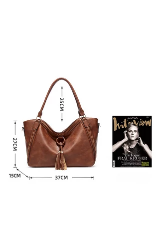 Geantă De Umar Maro Bonluo Dimensiune Mare Din Imitatie Piele Accesorizat Cu Ciucuri (27*37*15cm)