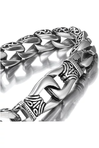 Brățară Din Oțel Inoxidabil 316 Cu Motive Decorative Gravate Elegantă Și rezistentă Pentru Un Stil Modern Și Sofisticat 21cm