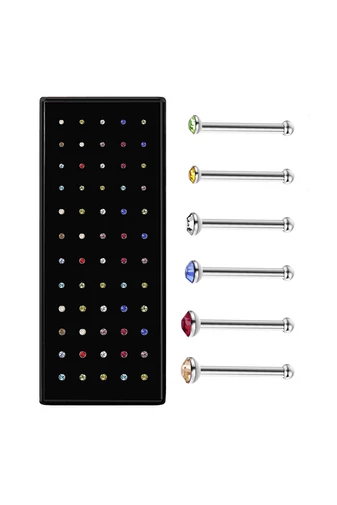 Piercing De Nas Bonluo Albe Din Oțel Chirurgical 316 L , Antialergic (set 60buc) 