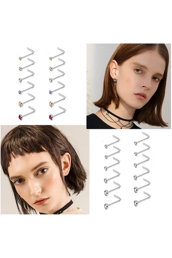 Piercing De Nas Bonluo Alb În Forma De ''L'' Din Oțel Chirurgical, Antialergic (set 60buc)