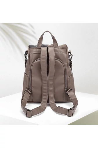 Rucsac Bonluo Elegant Khaki Cu Gri Din Imitatie De Piele Dimensiune (33*32*14cm)